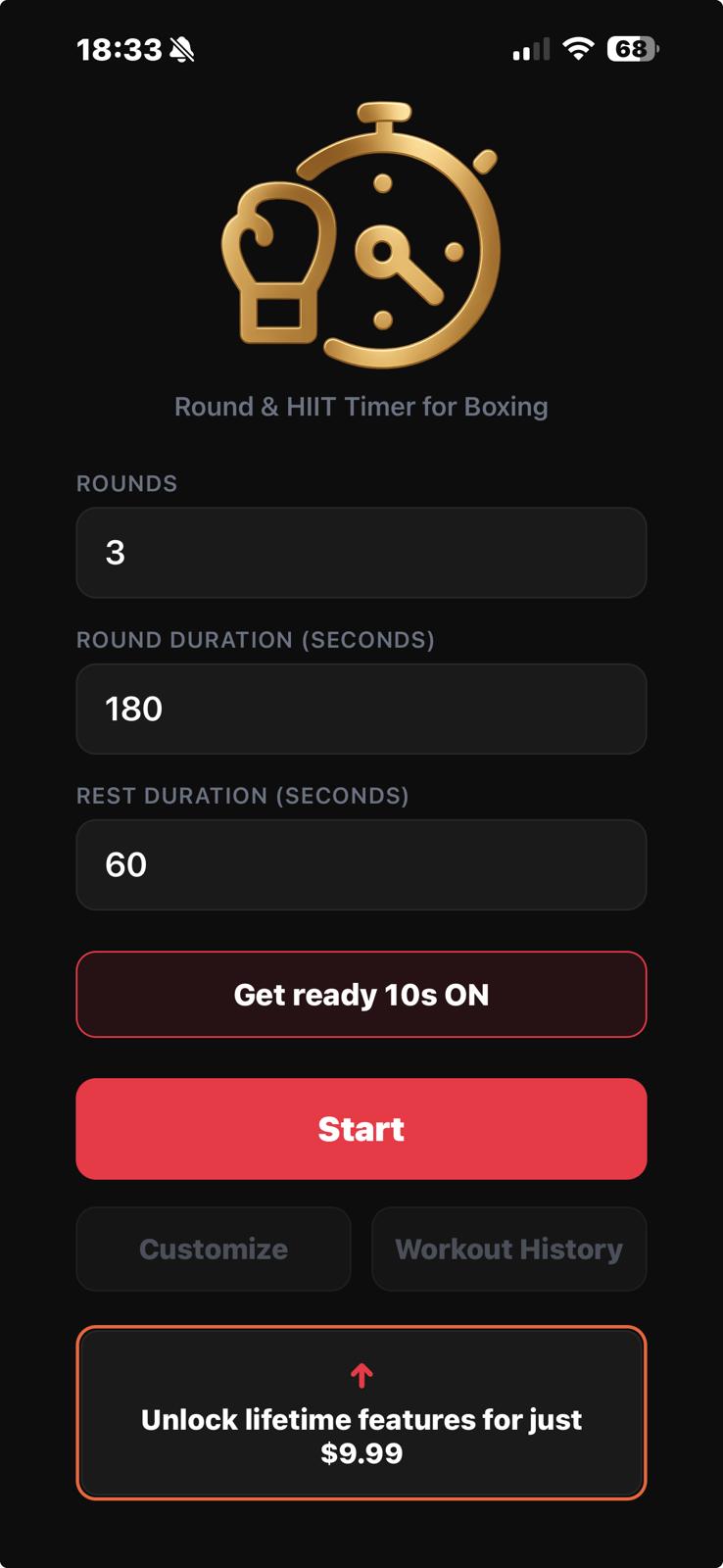 Boxing Interval Timer app screenshot